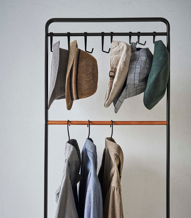 Coat Rack with Hat Storage (66" H)  - Steel + Wood