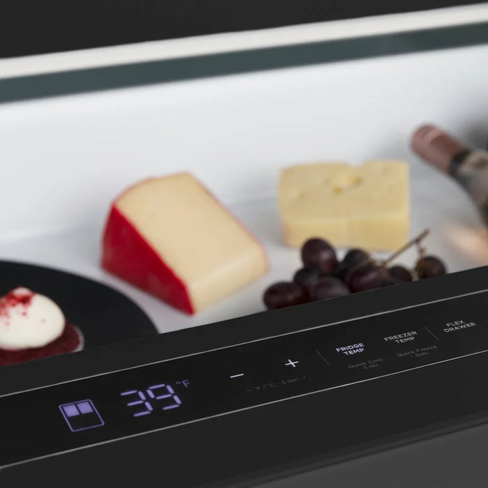 ZLINE Autograph Edition 36" 4-Door French Door Refrigerator, Ice Maker, Black Stainless Steel, Polished Gold Square Handles RFMZ-36-BS-FG