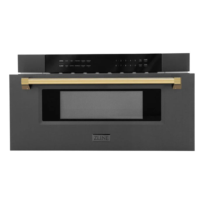 ZLINE 30" Microwave Drawer, Black Stainless, Gold MWDZ-30-BS-G