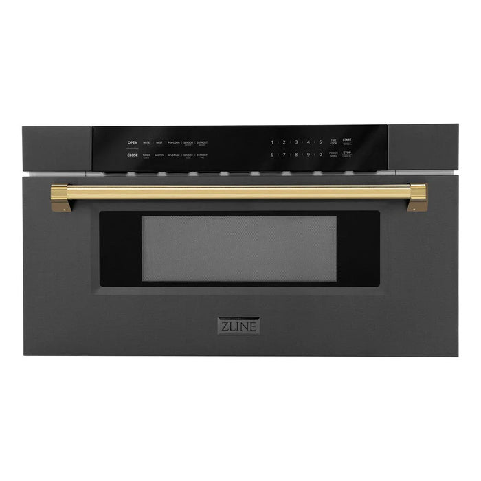 ZLINE 30" Microwave Drawer, Black Stainless, Gold MWDZ-30-BS-G