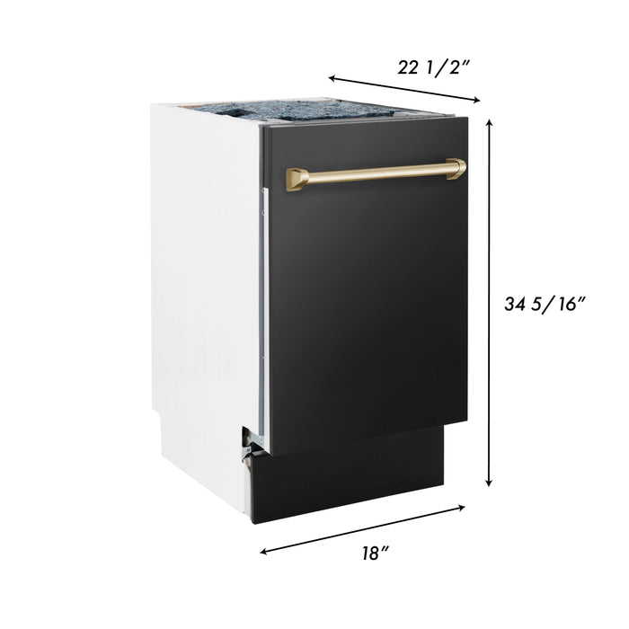 ZLINE Autograph 18" Dishwasher Black Stainless, DWVZ-BS-18-G