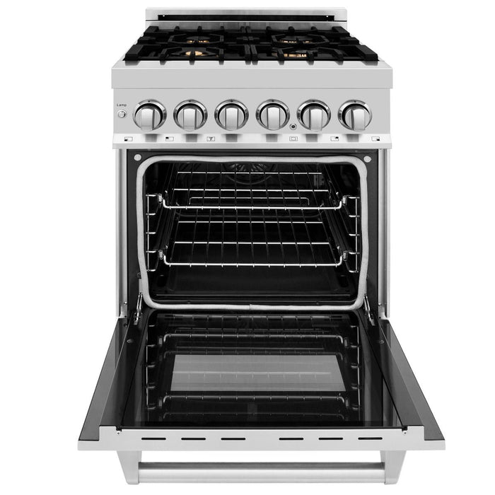 ZLINE 24" Dual Fuel Range, Stainless Steel, Brass Burners, RA-BR-24