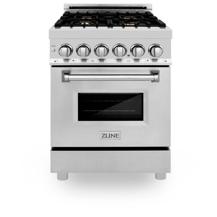 ZLINE 24" Dual Fuel Range, Stainless Steel, Brass Burners, RA-BR-24