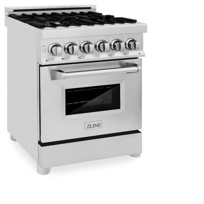 ZLINE 24" Dual Fuel Range, Stainless Steel, Brass Burners, RA-BR-24