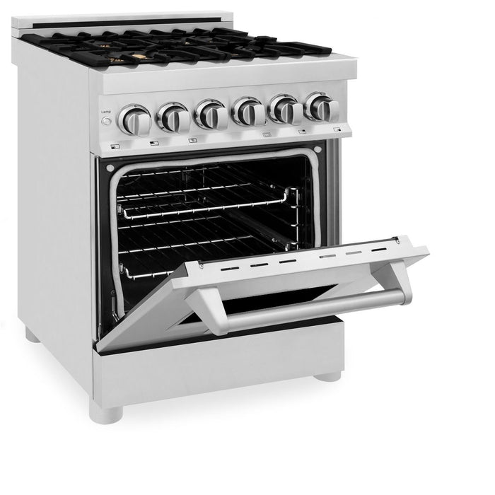 ZLINE 24" Dual Fuel Range, Stainless Steel, Brass Burners, RA-BR-24