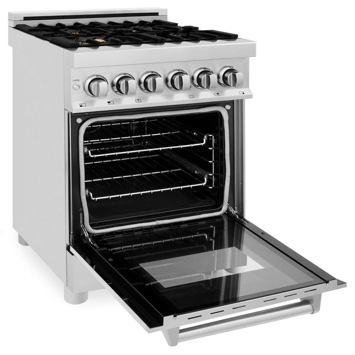 ZLINE 24" Dual Fuel Range, Stainless Steel, Brass Burners, RA-BR-24