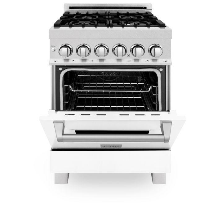 ZLINE 24" Professional Dual Fuel Range, Matte White Door, RA-WM-24