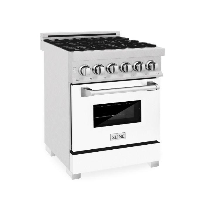 ZLINE 24" Professional Dual Fuel Range, Matte White Door, RA-WM-24