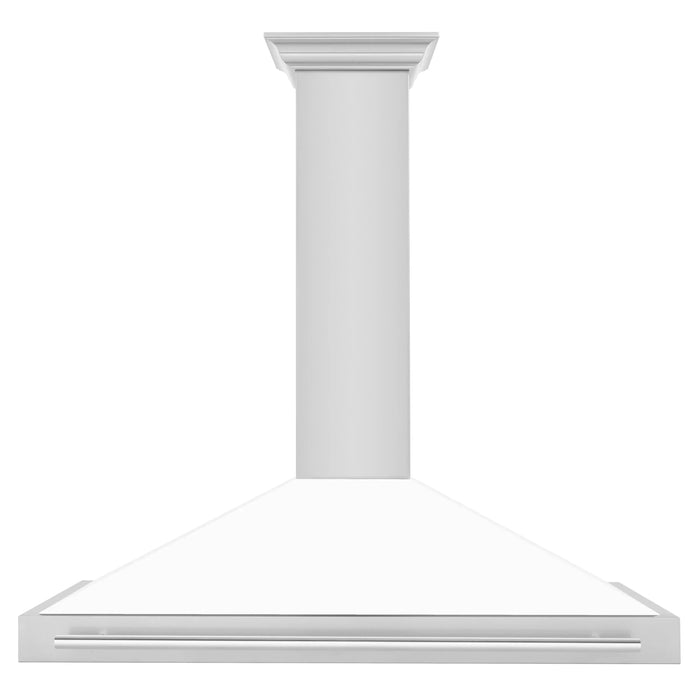 ZLINE 48" Stainless Hood, White Matte, Stainless Handle KB4STX-WM-48