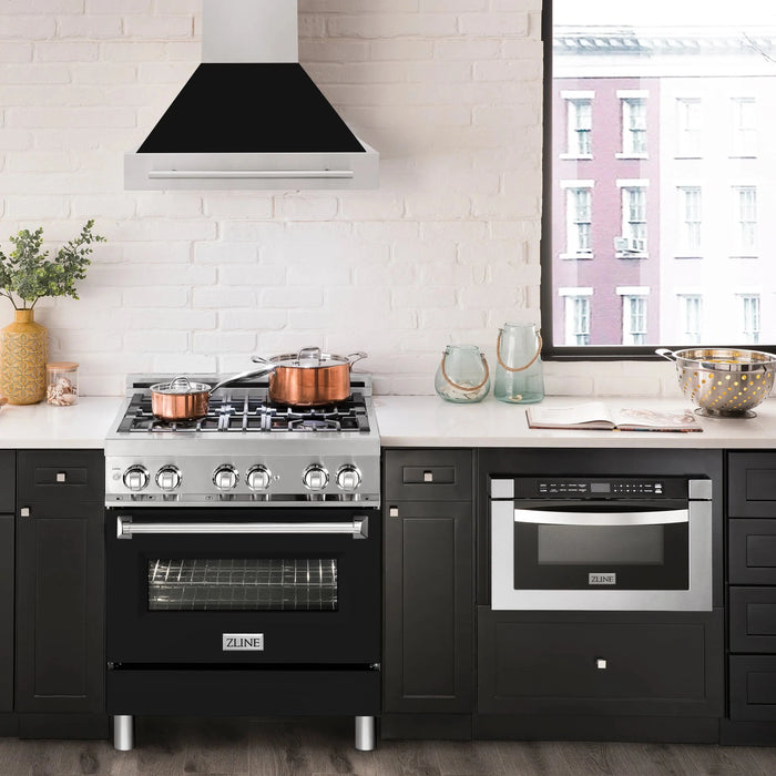 ZLINE 30" Autograph Stainless Wall Range Hood, 8654STX-BLM-30