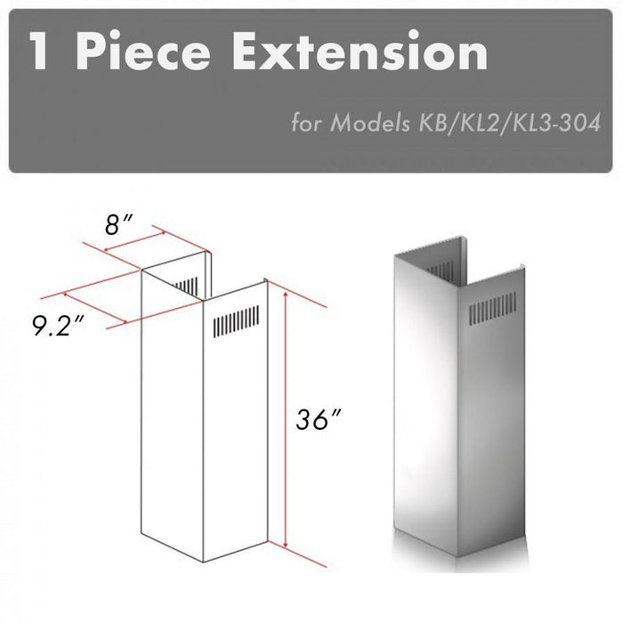 ZLINE 1 Piece Chimney Extension for 10ft Ceiling, 1PCEXT-KB/KL2/KL3-304