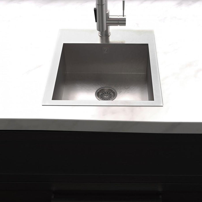 ZLINE 15" Topmount Single Bowl Bar Sink DuraSnow Stainless Steel, STS-15S