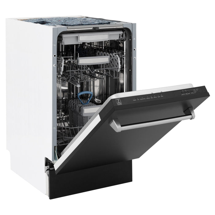 ZLINE 18" Dishwasher in Black matt panel, Stainless Tub, DWV-BLM-18