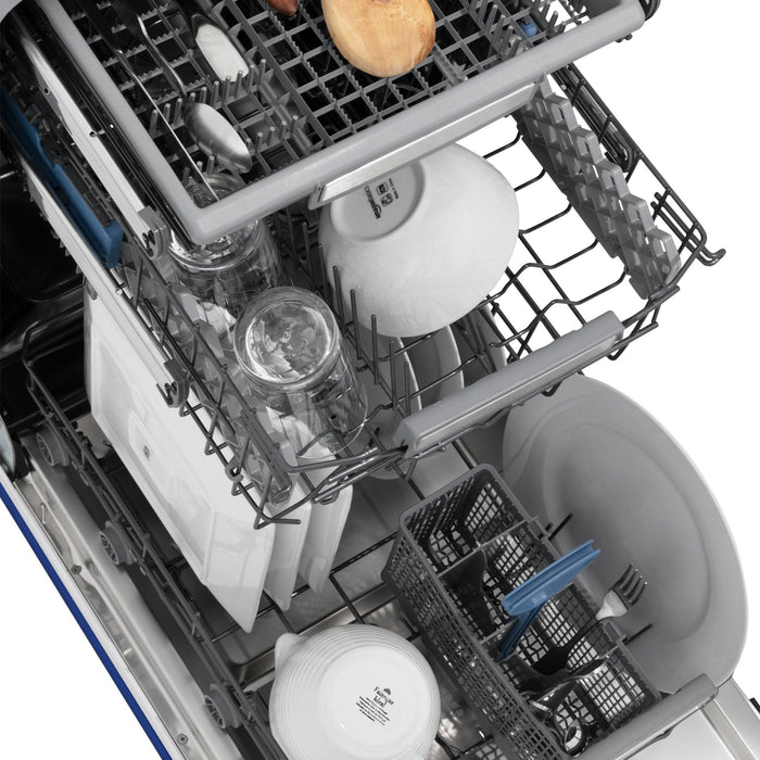ZLINE 18" Dishwasher in Blue gloss panel, Stainless Tub, DWV-BG-18