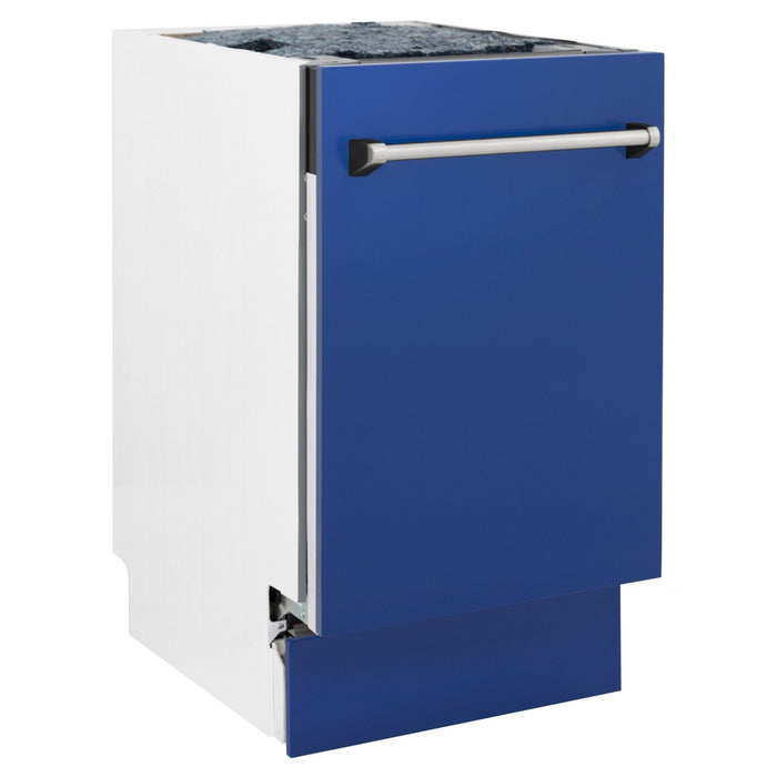 ZLINE 18" Dishwasher in Blue matt panel, Stainless Tub, DWV-BM-18