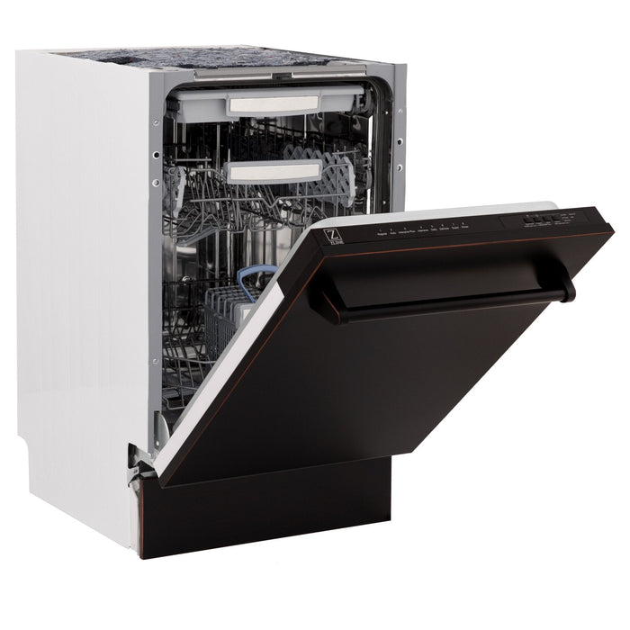 ZLINE 18" Dishwasher, Oil Rubbed Bronze panel, Stainless Tub, DWV-ORB-18