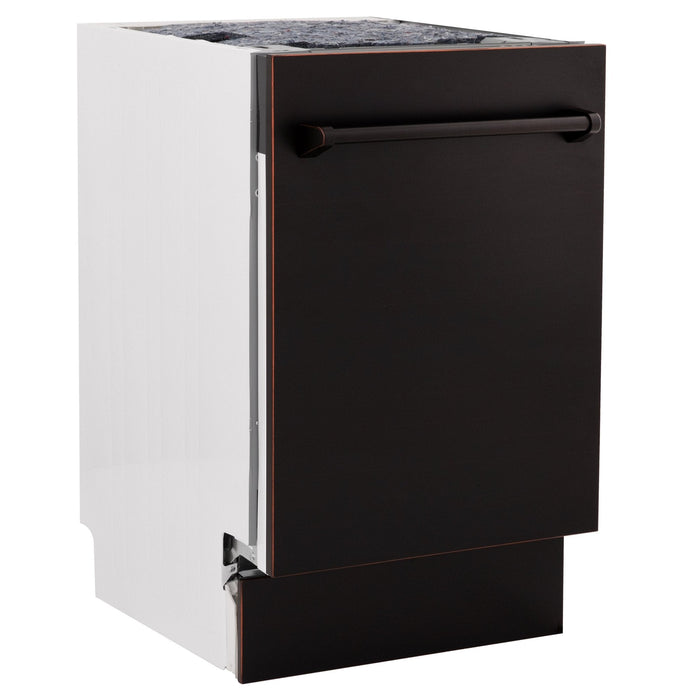 ZLINE 18" Dishwasher, Oil Rubbed Bronze panel, Stainless Tub, DWV-ORB-18