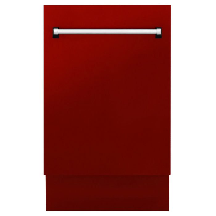 ZLINE 18" Dishwasher, Red Gloss panel, Stainless Tub, DWV-RG-18