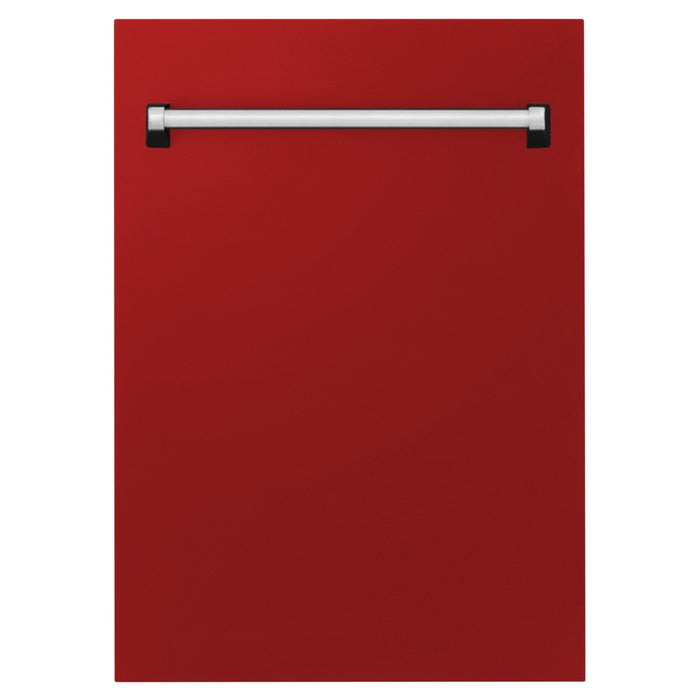 ZLINE 18" Dishwasher, Red Gloss panel, Stainless Tub, DWV-RG-18