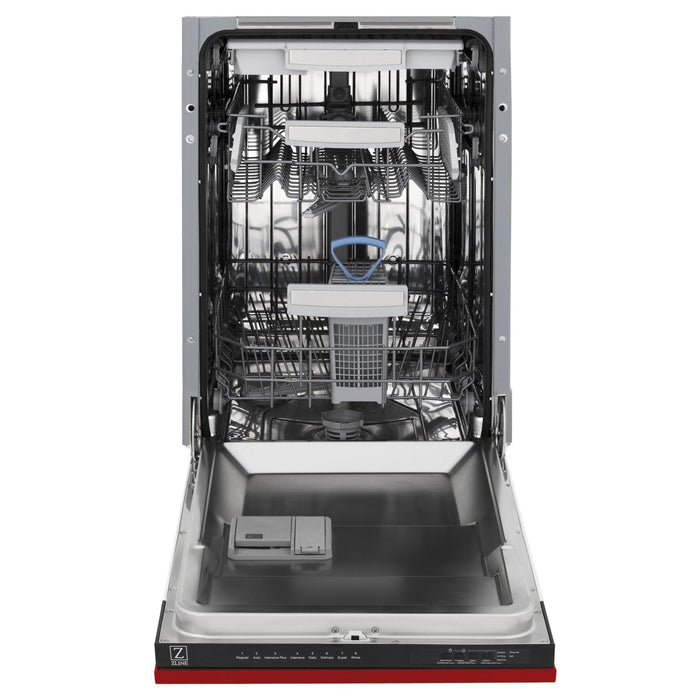 ZLINE 18" Dishwasher, Red Matt panel, Stainless Tub, DWV-RM-18