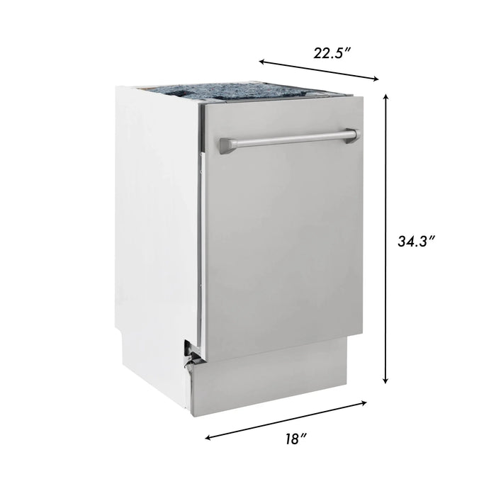 ZLINE 18" Tallac Series 3rd Rack Top Control Dishwasher in Custom Panel Ready with Stainless Steel Tub, DWV-UF-18