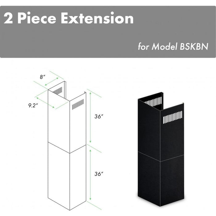 ZLINE 2-36" Chimney Extensions, 10'-12' Ceilings, 2PCEXT-BSKBN