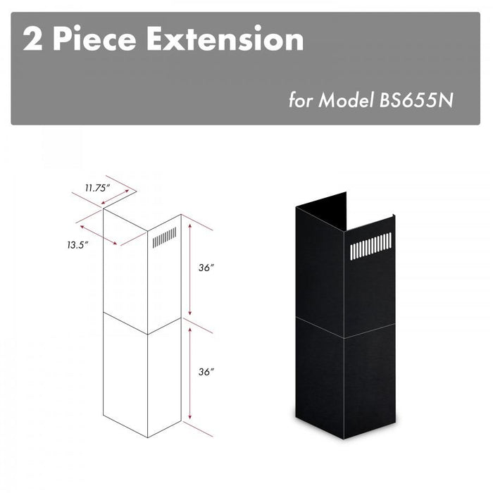 ZLINE 2-36" Chimney Extensions for 10 ft. to 12 ft. Ceilings, 2PCEXT-BS655N