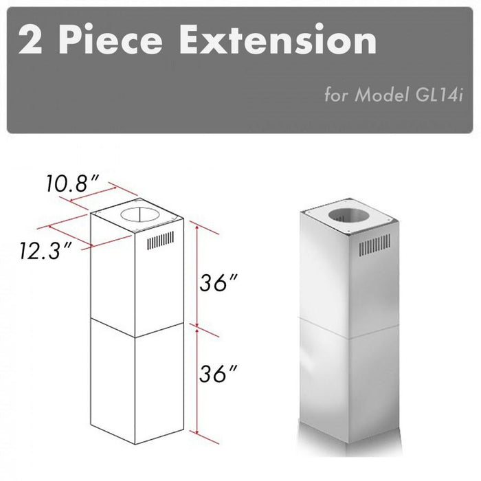 ZLINE 2 Piece Chimney Extension for 10'-12' Ceiling, 2PCEXT-GL14i