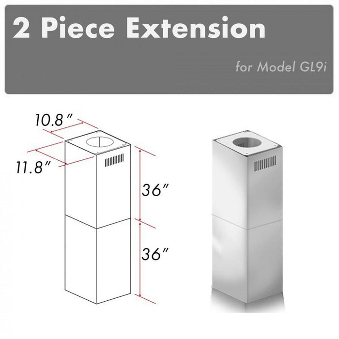 ZLINE 2 Piece Chimney Extension for 10'-12' Ceiling, 2PCEXT-GL9i