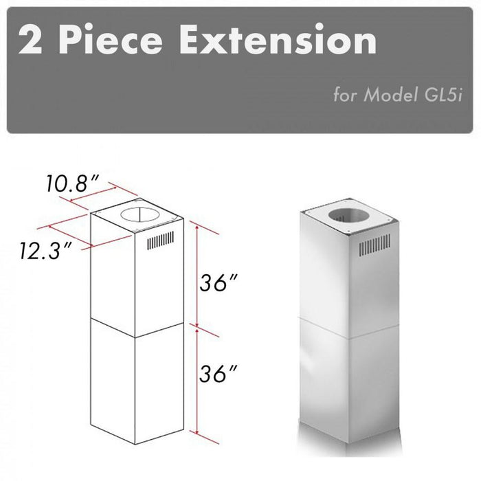 ZLINE 2 Piece Chimney Extension for 10ft-12ft Ceiling, 2PCEXT-GL5i