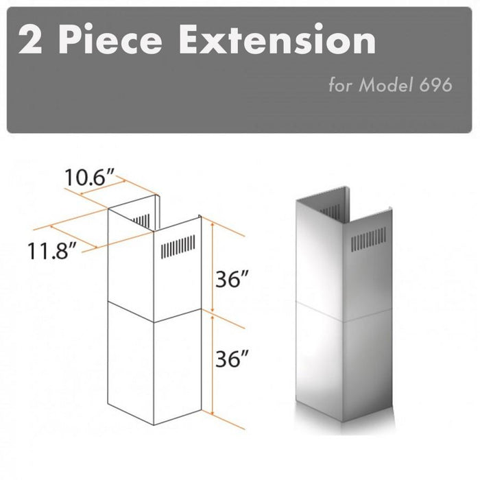 ZLINE 2 Piece Chimney Extension for 12' Ceiling, 2PCEXT-696