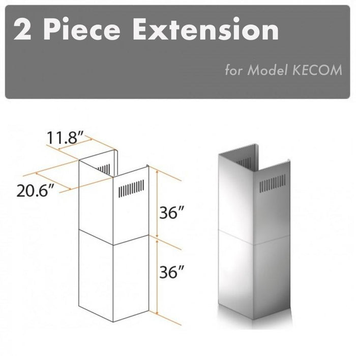 ZLINE 2 Piece Chimney Extension for 12' Ceiling, 2PCEXT-KECOM