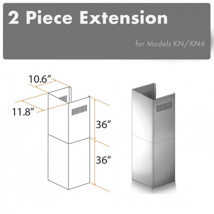 ZLINE 2 Piece Chimney Extension for 12' Ceiling, 2PCEXT-KN