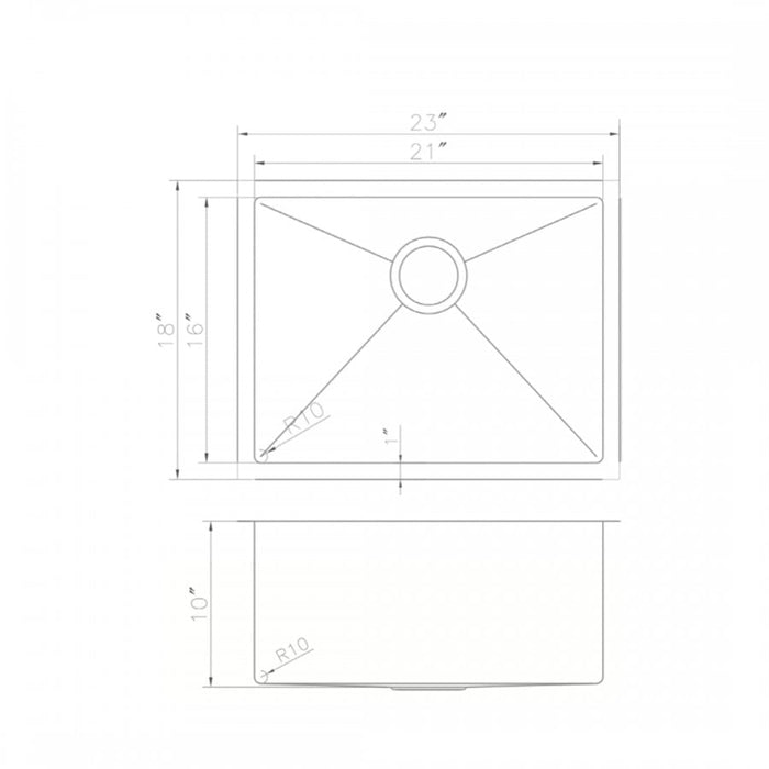 ZLINE 23" Undermount Single Bowl Sink in Stainless Steel, SRS-23