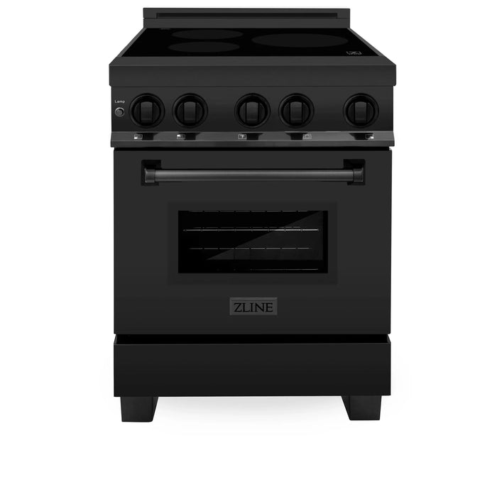 ZLINE 24" 2.8 cu. ft. Induction Range with a 3 Element Stove and Electric Oven in Black Stainless Steel RAIND-BS-24
