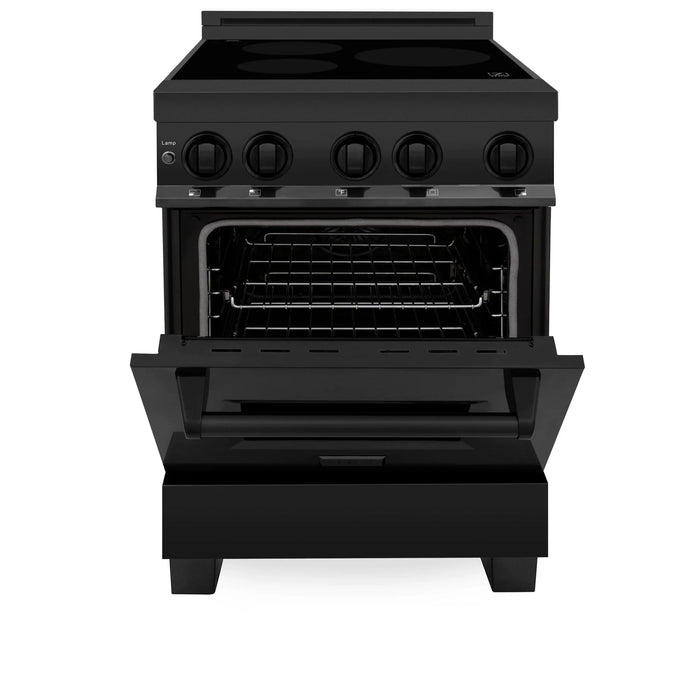 ZLINE 24" 2.8 cu. ft. Induction Range with a 3 Element Stove and Electric Oven in Black Stainless Steel RAIND-BS-24