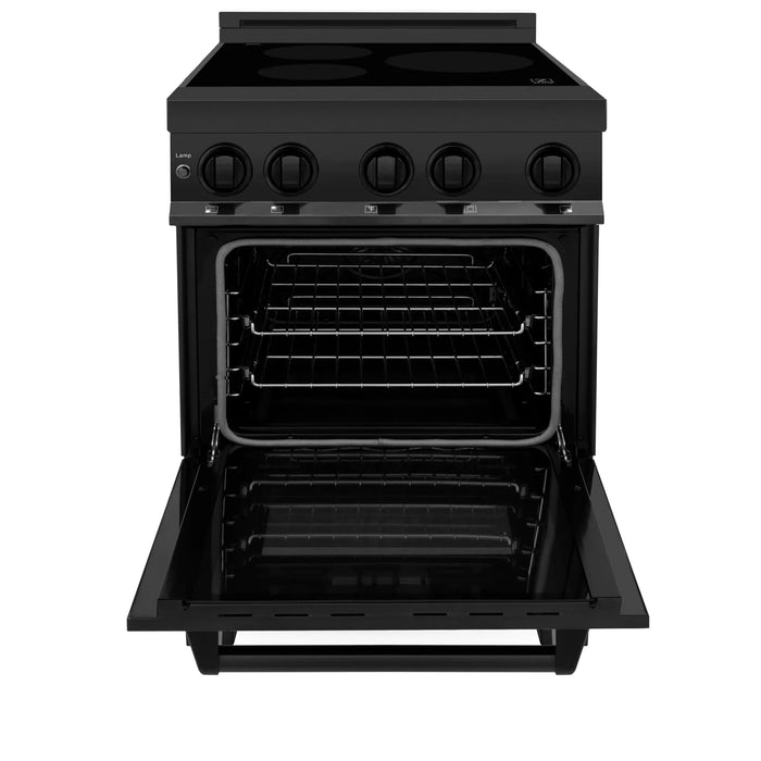 ZLINE 24" 2.8 cu. ft. Induction Range with a 3 Element Stove and Electric Oven in Black Stainless Steel RAIND-BS-24