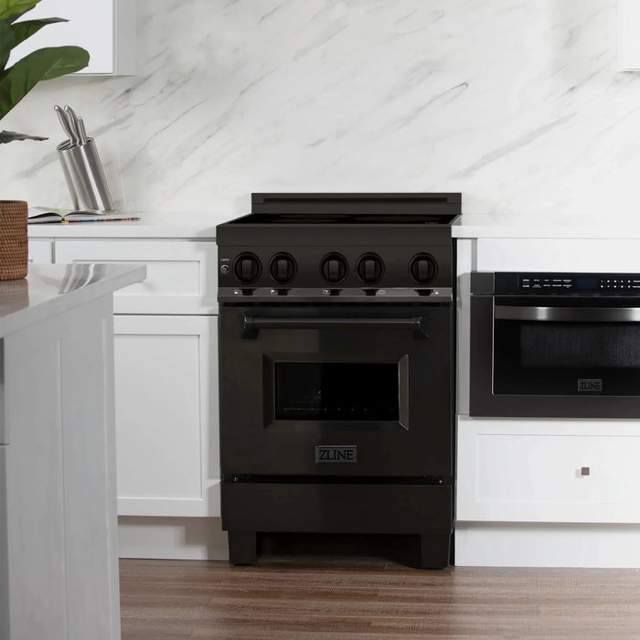 ZLINE 24" 2.8 cu. ft. Induction Range with a 3 Element Stove and Electric Oven in Black Stainless Steel RAIND-BS-24