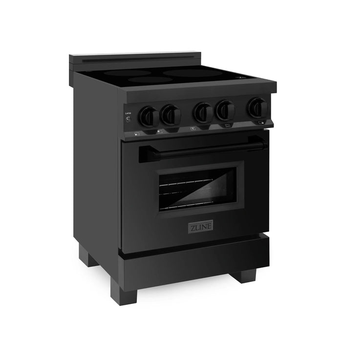 ZLINE 24" 2.8 cu. ft. Induction Range with a 3 Element Stove and Electric Oven in Black Stainless Steel RAIND-BS-24