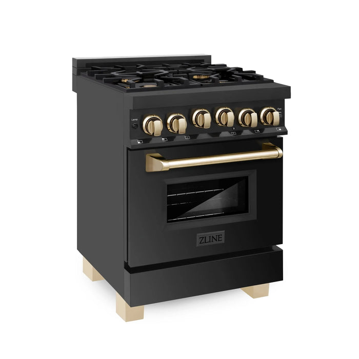 ZLINE 24" Autograph Addition Gas Range, Black stainless,RGBZ-24-G