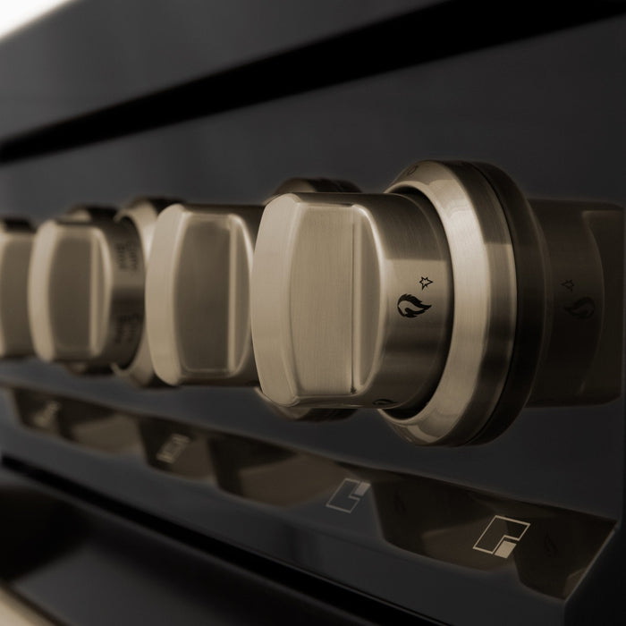 ZLINE 24" Autograph Dual Fuel Range Black Stainless, Bronze RABZ-24-CB