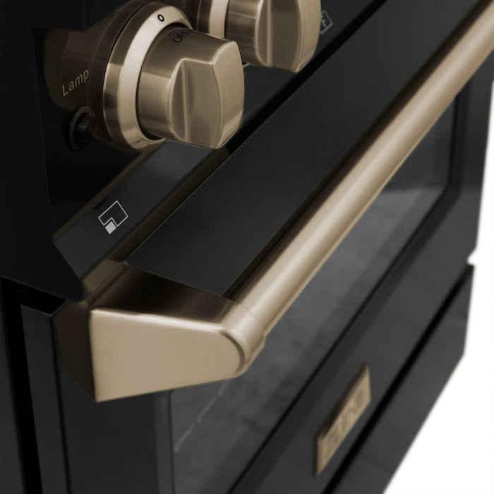 ZLINE 24" Autograph Dual Fuel Range Black Stainless, Bronze RABZ-24-CB