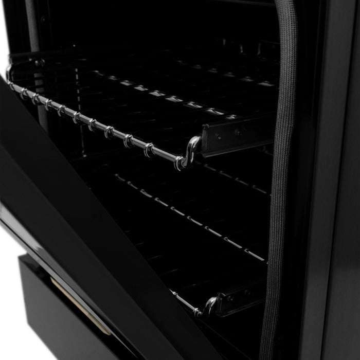 ZLINE 24" Autograph Dual Fuel Range Black Stainless, Bronze RABZ-24-CB