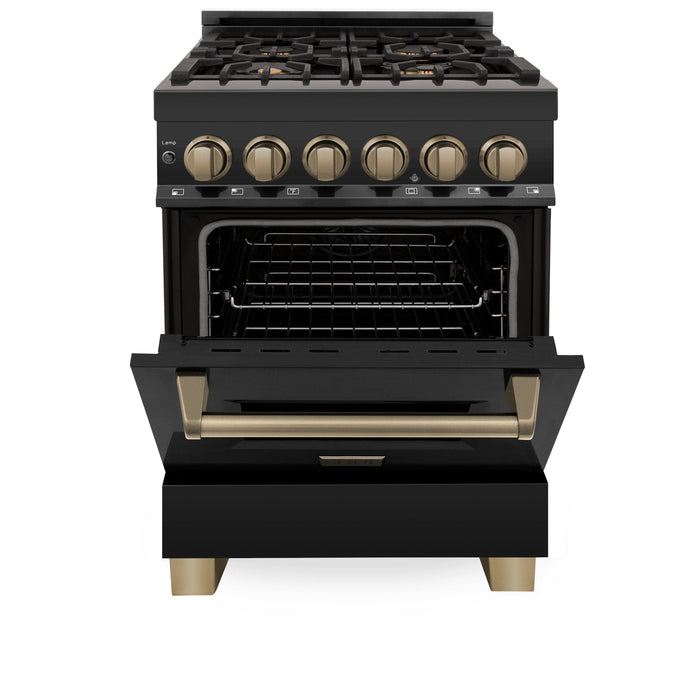 ZLINE 24" Autograph Dual Fuel Range, Black Stainless, RABZ-24-CB