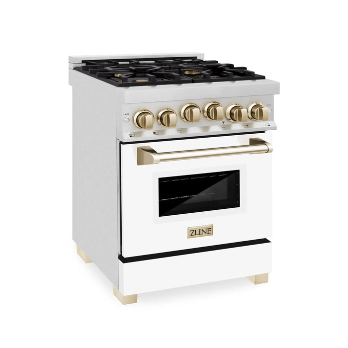 ZLINE 24" Autograph Edition, Gas Range, White Door, RGZ-WM-24-G