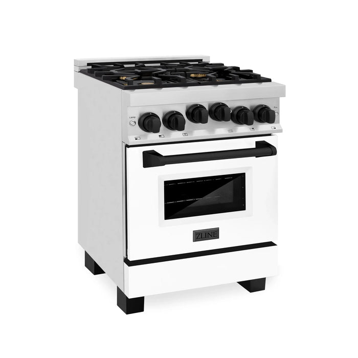 ZLINE 24" Autograph Edition, Gas Range, White Door, RGZ-WM-24-MB