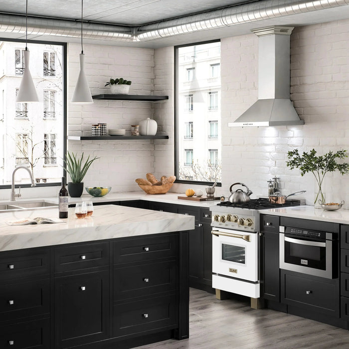 ZLINE 24" Autograph Gas Range, DuraSnow, White Door, RGSZ-WM-24-G