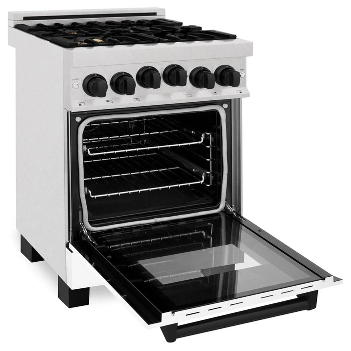 ZLINE 24" Autograph Gas Range, DuraSnow, White Door, RGSZ-WM-24-MB