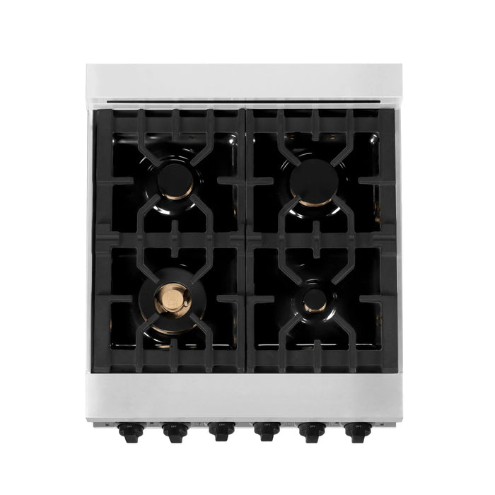 ZLINE 24" Autograph Gas Range, DuraSnow, White Door, RGSZ-WM-24-MB