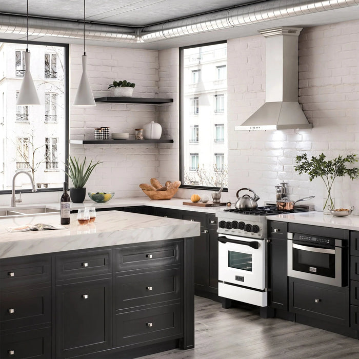 ZLINE 24" Autograph Gas Range, DuraSnow, White Door, RGSZ-WM-24-MB